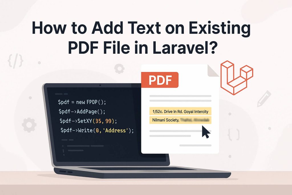 How to Add Text on Existing PDF File in Laravel?